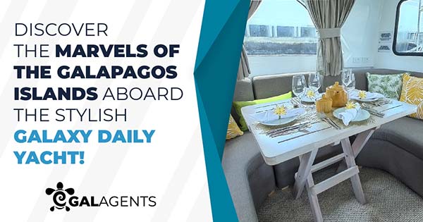 Discover the marvels of the galapagos islands aboard the stylish Galaxy Daily Yacht banner
